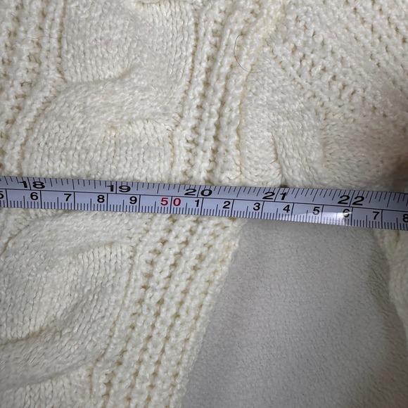 American Eagle Cable Knit Cardigan Sweater Varsity Oversized Cream Sz S - Picture 6 of 8